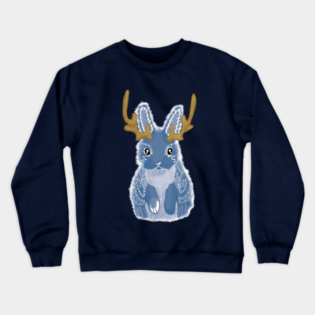 Tribal Boho Jackalope Crewneck Sweatshirt by BlackBunnyDesignStudio